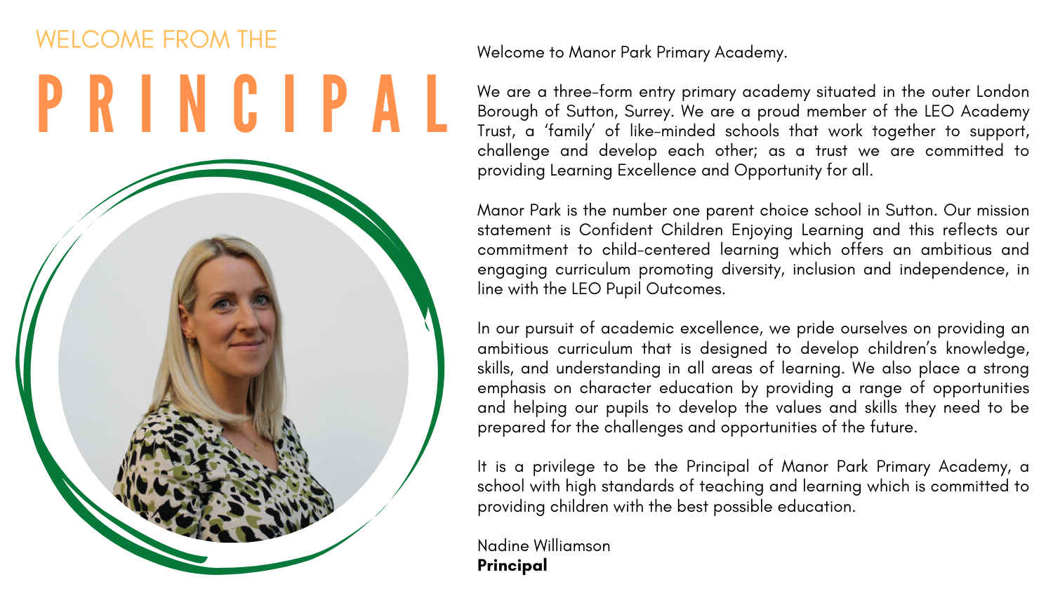 Welcome from the principal